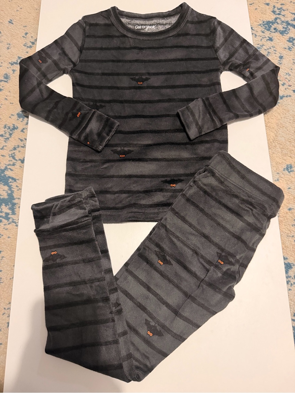 (5 for $30) Cat & Jack Kids' Gray Striped Long-Sleeve Pajama Set